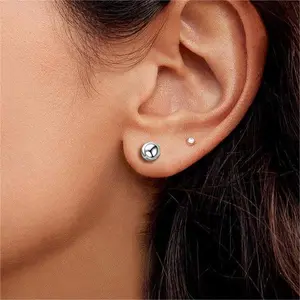 ChicSilver Stackable Dainty Daily Minimalist Simple Casual High Polished Matt Unisex Ball 925 Sterling Silver 3mm/5mm/7mm Width Stud Earrings for Women Men