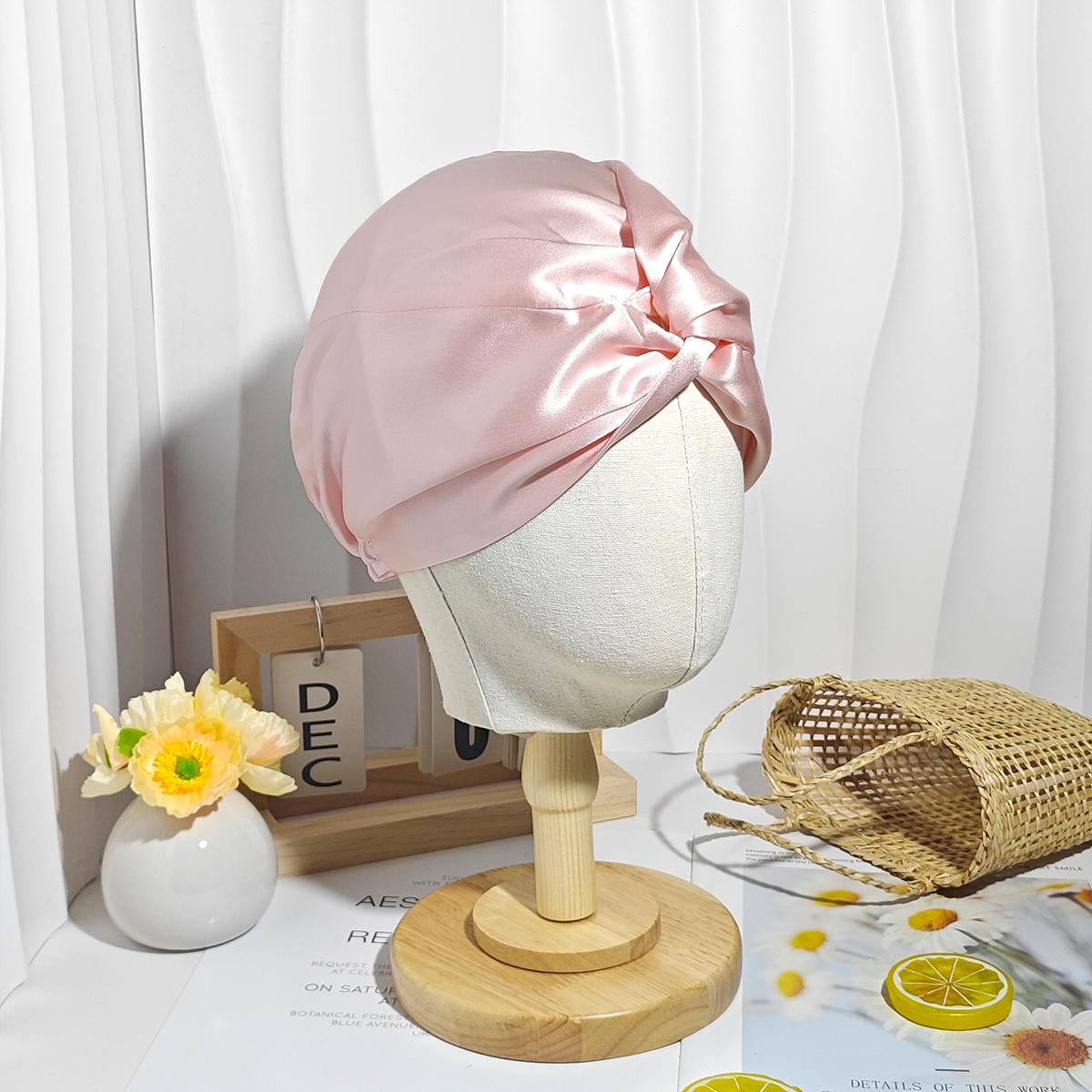 Luxury Silk Shower Cap - 19 Momme 100% Mulberry Silk - Women's silk bonnet for Hair Care, Highest Silk Shower Cap with Premium Elastic, heatless curls, Shower