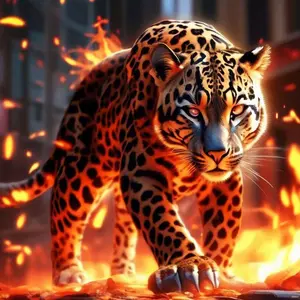 5D DIY Diamond Arts Colorful Painting Kit, 1 Count Walking Jaguar Pattern Diamond Arts Colorful Painting Without Frame, Handmade Craft Wall Art Decoration, Diamond Art Home Decoration