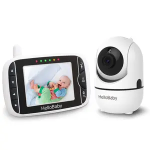 HelloBaby 3.2" Video Baby Monitor with Remote Pan-Tilt-Zoom Camera Night Vision 2-Way Audio Lullabies & Temp Sensor for Baby Safety - Newborn