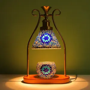 Turkish-Inspired Mosaic Table Lamp with Adjustable Brightness - Bohemian Style, Stained Glass Shade, Metal Stand, Perfect for Home Decor & Mood Lighting, Decorative Light|Vibrant Lampshade|Stained Glass Shade, Table Lamp