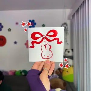 Bow Bunny Sparkle Charm Vinyl Car Decal | Laptop Decal | Car Window Bumper Sticker