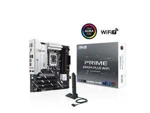 ASUS PRIME Z890M-PLUS WIFI Z890 LGA 1851 mATX motherboard, Intel® Core™ Ultra Series 2 Ready, Advanced AI PC-ready, 10+1+2+1 80A power stages, DDR5, PCIe® 5.0, USB Type-C®, 3x M.2, Wi-Fi 7, 2.5Gb LAN
