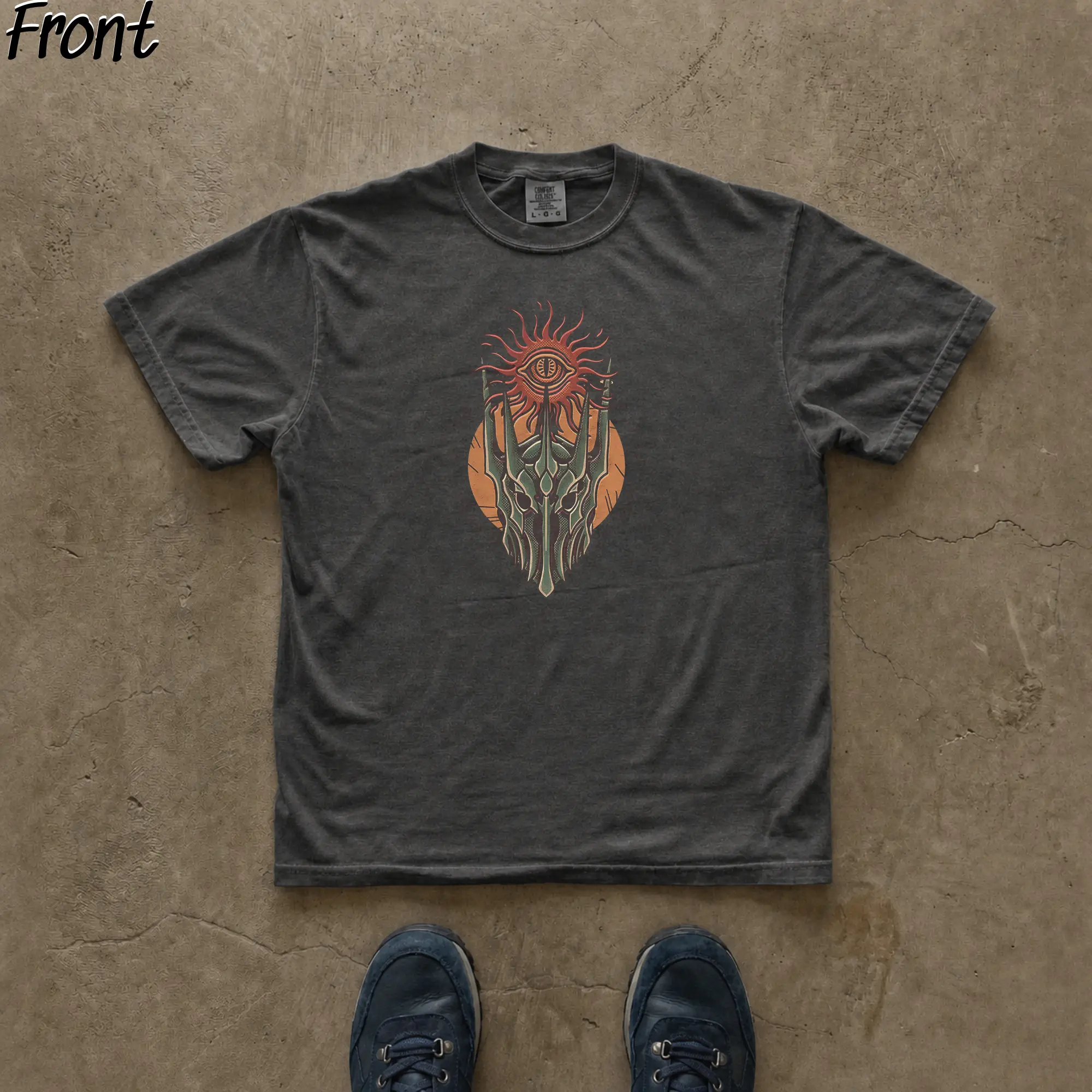 Gildan Men's Round Neck Short-Sleeve T-Shirt - Lord of the Rings Dark Lord Sauron Print, Casual Comfy Fit, Streetwear Top, All-Season Menswear Tee, Shortsleeve, Lord Of Rings