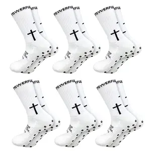 6 Pairs Cross Sock Unisex Sports Anti-Slip Grip Socks with Rubber Dots for Yoga Soccer Christian Gift Training Non-Slip Sole Faith Socks Comfort Fabric