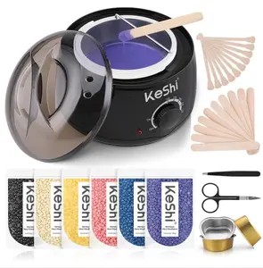 KeShi Waxing Kit, Painless Hair Removal Wax Warmer with 6 Bags Hard Wax Beans for Full Body, Legs, Face, Eyebrows & Bikini— Ideal for Both Women & Men