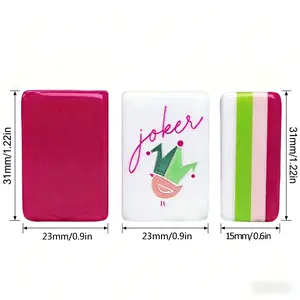 Premium Rose Red Acrylic Mahjong Set 160 engraved Tiles for Home Use Gift Giving Professional Hand Shuffled Game Night Family Entertainment Durable Travel Friendly Casino Style Complete Accessories. mahjong fun Pattern B