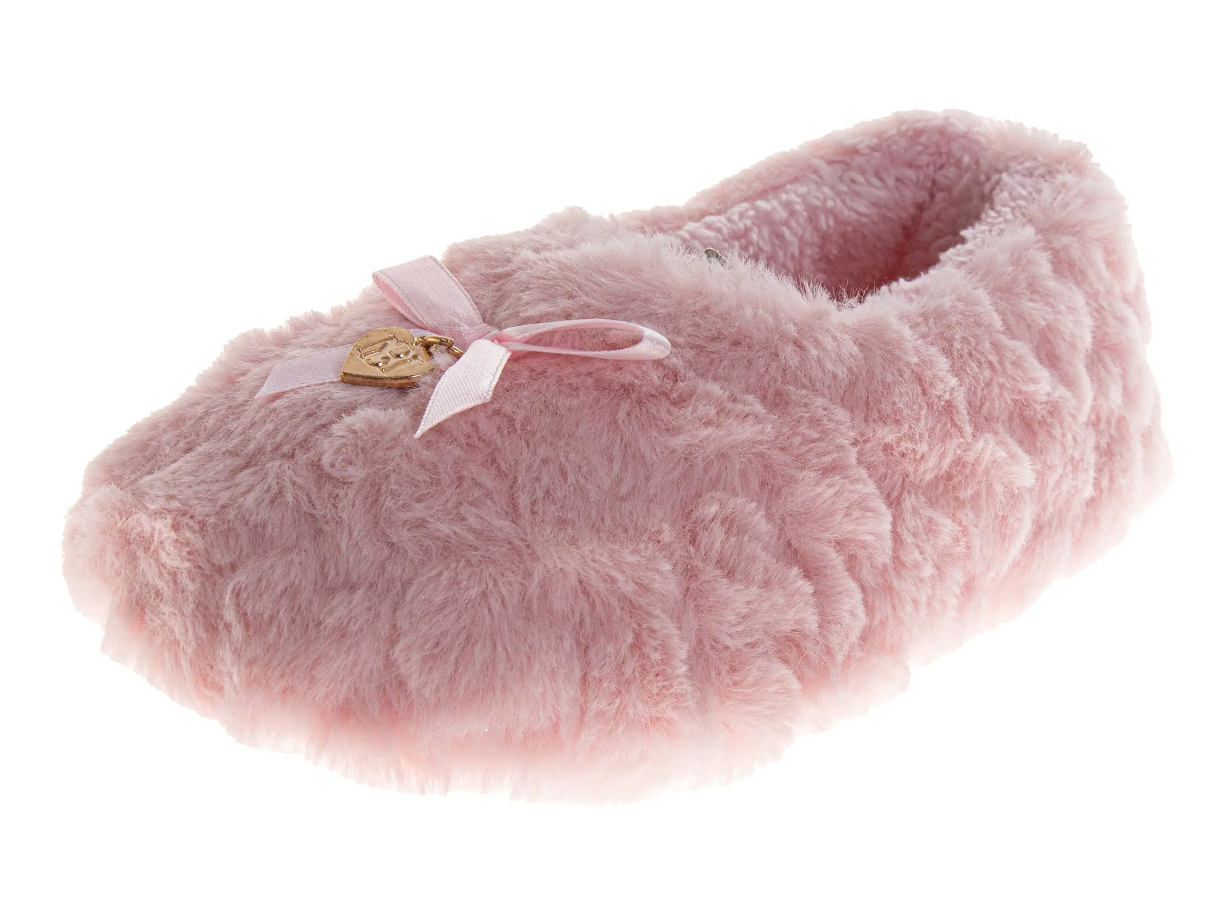 Badgley Mischka Women's Swirl Textured Synthetic Faux-Fur Ballerina Slippers, Elegant Cushioned Slip On with Elastic Band, Round, Size 10, Manmade, All Season, Padded, Rubber, Flexible, Bow, Casual, Indoor Casual, Padded Cushion, All Seasons, Elasticized