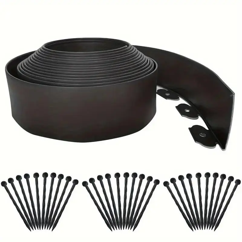Flexible Garden Edging Borders, Landscape Edging, Mini Plastic Fence with 30pcs Stakes, Lawn Edging Kit for Home, Yard Flowerbeds, Grass, Outdoor Patio