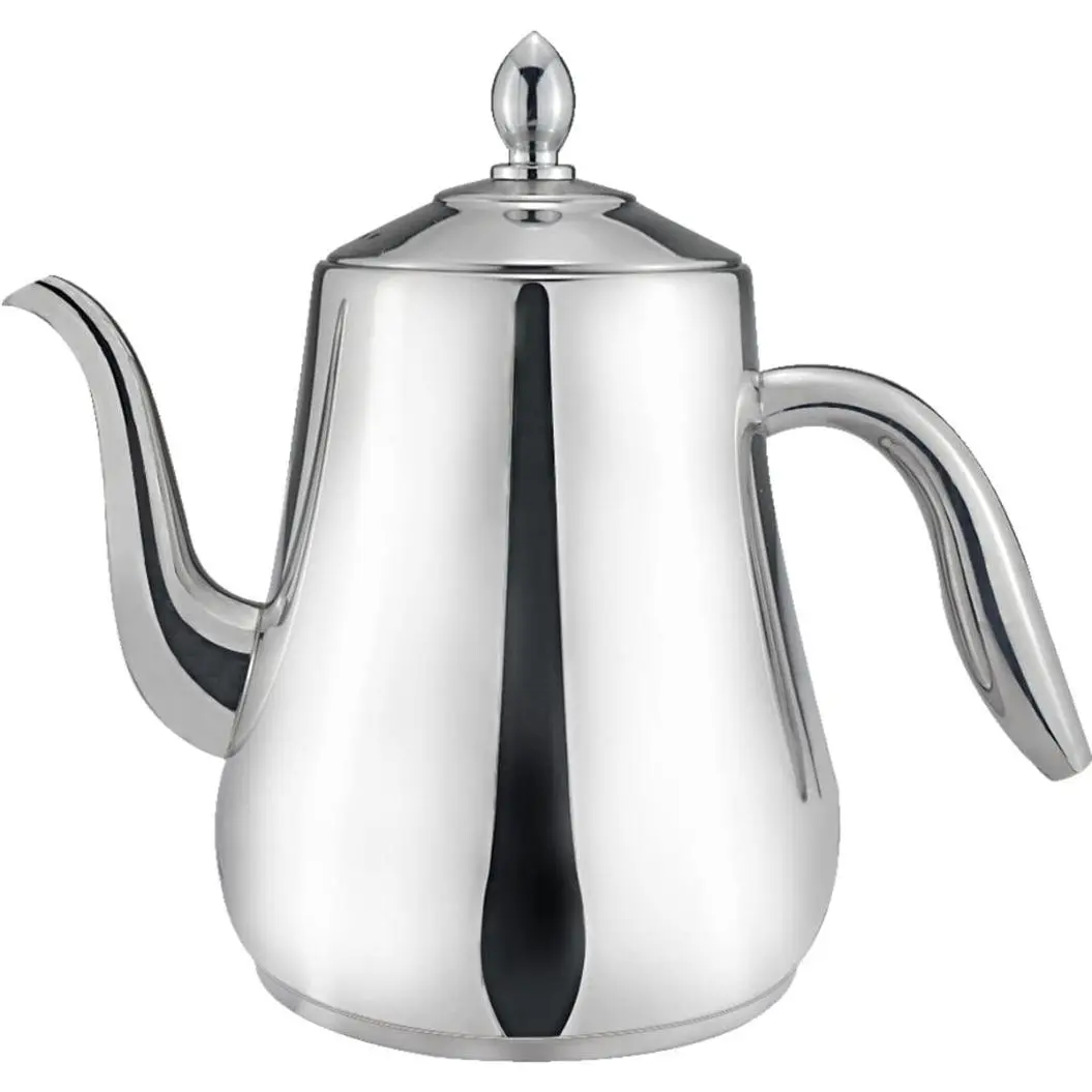 SANQIAHOME Stainless Steel Teapot with strainer Tea Pot With Removable Infuser or filter for Loose Leaf and Tea Bags cold water Pitcher Tea Maker Dishwasher Safe (silver, 1550ml(51Oz)) or (Silver,1750ml( 58Oz))