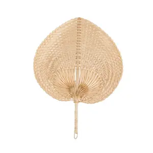 11" x 15" Natural Leaf-Shaped Bamboo Paper Hand Fans  - 12 Pc.
