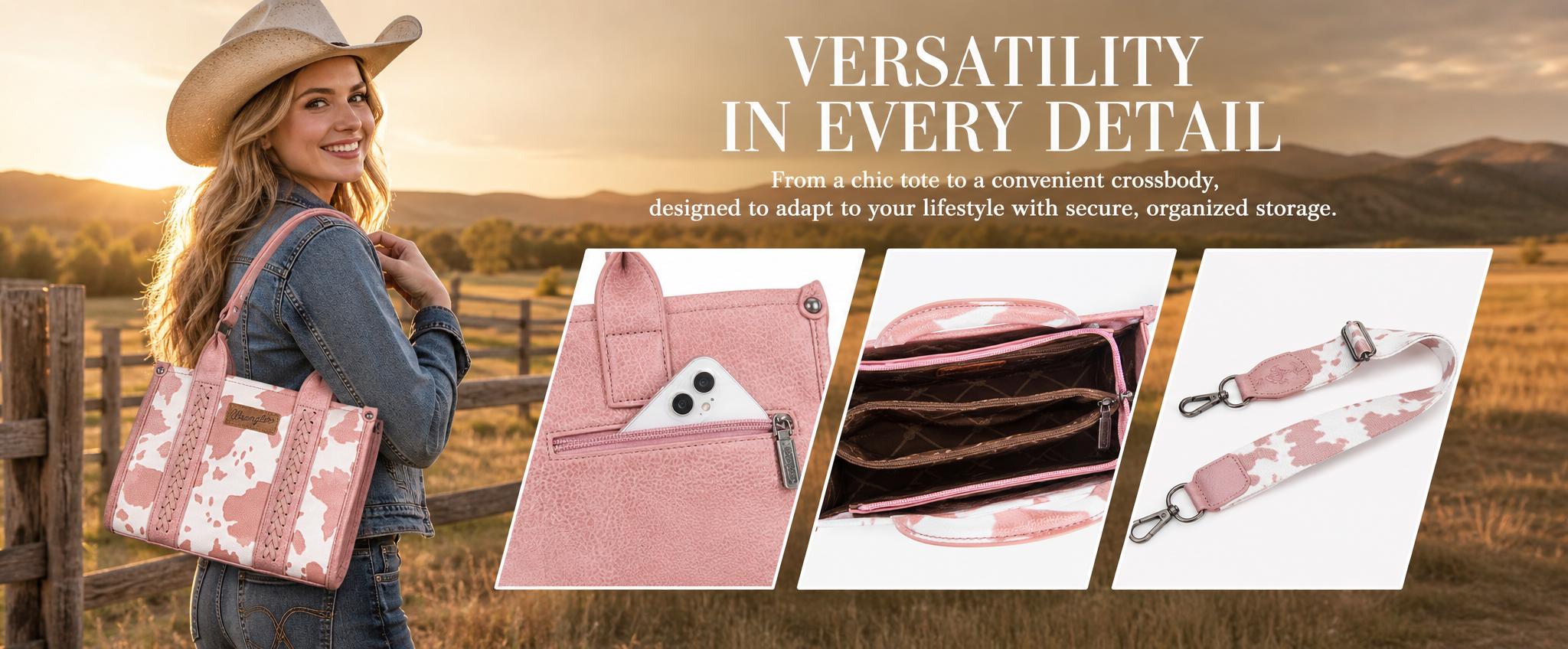 New Mini Backpacks Tote Sling Bags Western Sarape Chevron Deer Shoulder Crossbod WG133-8600 Wrangler Cow Print Mini Backpack With Coin Pouch  main image 3