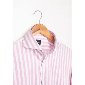 Pink Bold Twill Stripes Pima Cotton Shirt
