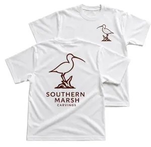 Southern Marsh Carvings T-Shirt, Ibis Bird Logo Graphic Tee With Clean Coastal Back Print, Front Chest Shorebird Emblem Shirt, Southern Outdoor Marsh Style Apparel, Minimal Wildlife Outfit Gift for Men and Women