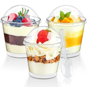 50 Pack 7oz Plastic Cups For Desserts, Mini Dessert Cups With Dome Lids And Spoons Round Shooter Cups For Serving Yogurt Parfait Pudding Appetizers Fruit Ice Creams, , New Year, Valentine's Day, Eid Al-Fitr, Easter, Mother's Day, Back-to-School