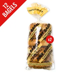 Just Bagels Garlic Bagels 2 Packs Of 6 Non-GMO Authentic New York Style Chewy Crunchy Bagels Made in Da Bronx