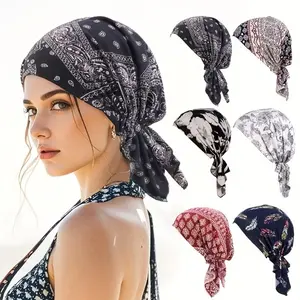 5pcs Elegant Women'S Brimless Hat Floral Headscarf Set - Comfortable Breathable for Travel Sports Daily Headwear, Gift-Giving