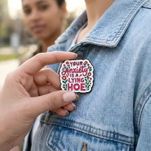 Funny Mental Health Enamel Pin 2 Pack Alloy Brooch Anxiety Relief Motivation Backpack Jacket Decor Humorous Gift for Friends Women