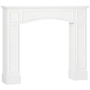 HOMCOM Modern Fireplace Mantel, Surround Mantels for Fireplace with Decorative Pattern Interior Width 29" White