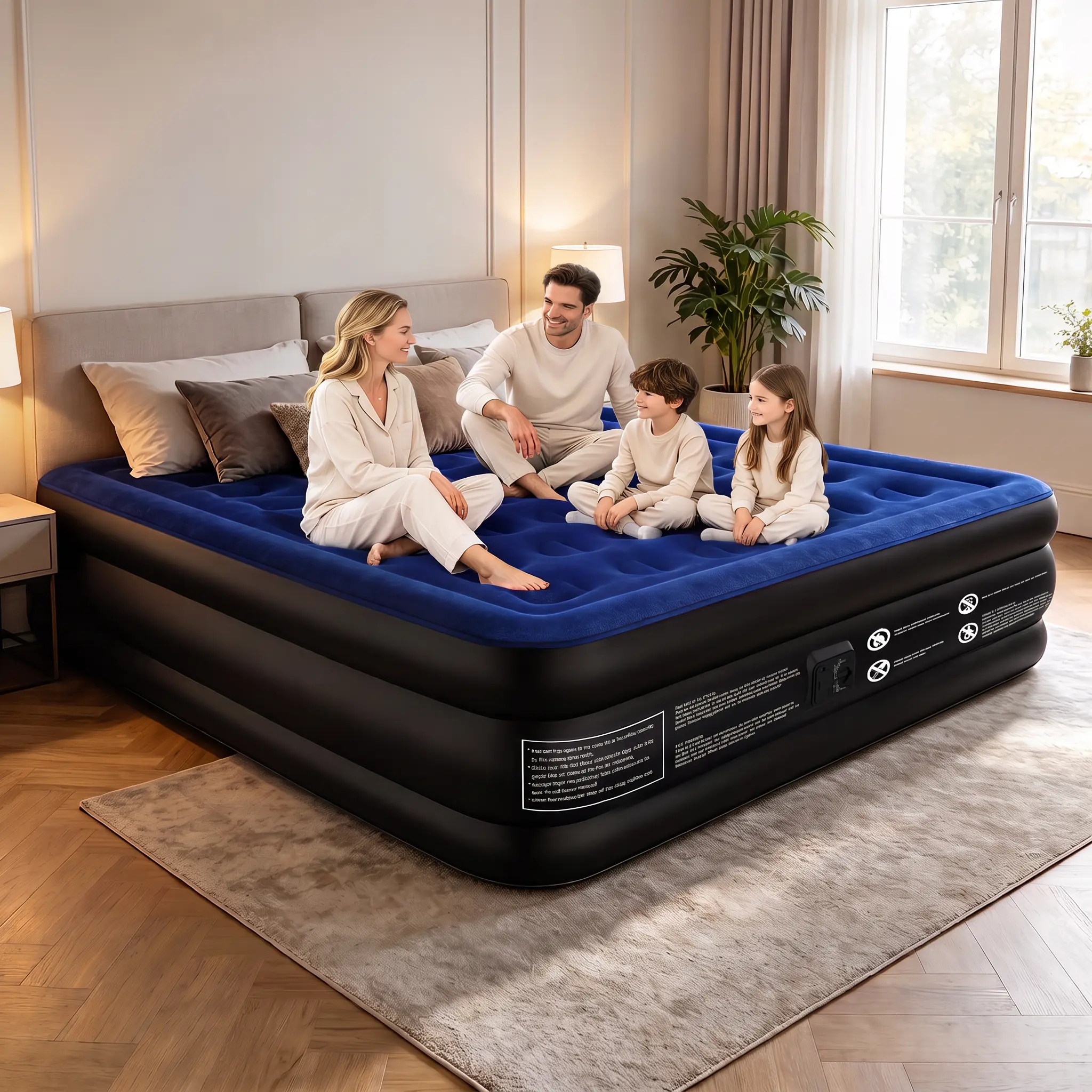 Portable Inflatable Bed with Built-in Pump, Multi-Size 18" Raised Height, 550-850lbs Capacity, Puncture-Resistant, Waterproof Fabric, Non-Slip, Indoor/Outdoor Guest Bed for Camping & Home