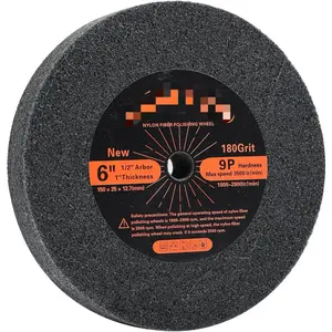 Deburring Wheels Nylon Fiber Buffing Wheel 6 inch 9P Hardness. for Bench Grinder Polishing Machine. Silicon Carbide Abrasive. Polishing Stainless Steel, etc. 1/2 inch Arbor, 180 Grit