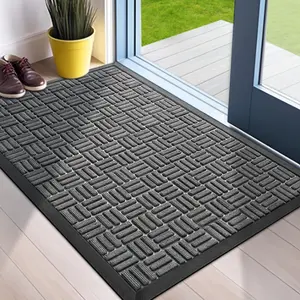 Heavy-Duty Front Door Mat - 29.5" x 17" Waterproof Super Absorbent Mat for Indoor/Outdoor Use - Dirt Trapper for Entryway, Patio, or Porch - Grey