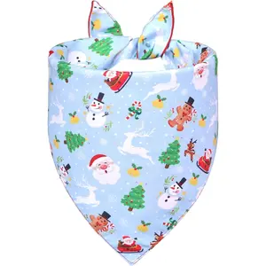 Christmas Dog Bandana for Large Dogs - Reversible Santa Snowman Print Scarf - Soft, Quick-Dry Pet Neckwear for Holiday Photos & Gifts REVERSIBLE CHRISTMAS PET BANDANAS