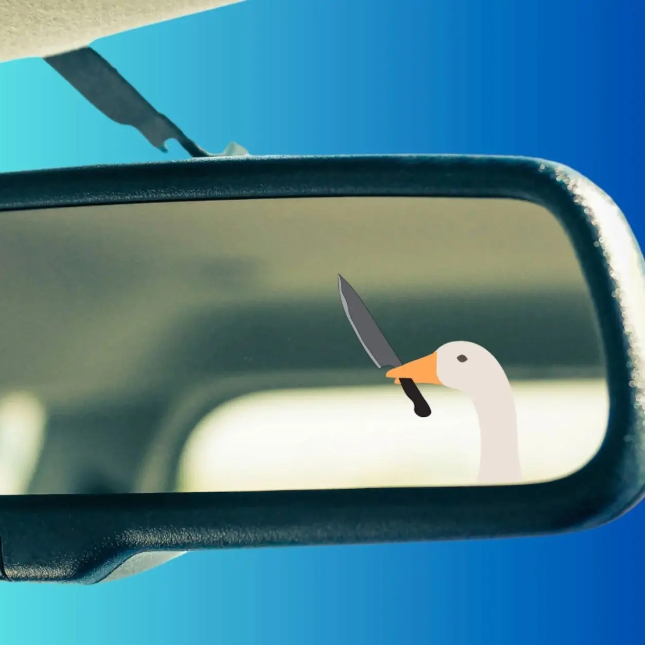 Goose Meme Mirror Peaker Decal ( funny goose holding knife cute sticker Rear view mirror stickers ) H