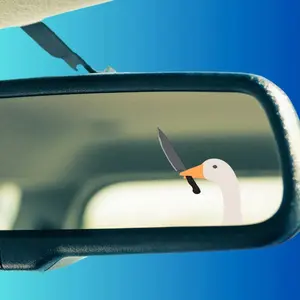 Goose Meme Mirror Peaker Decal ( funny goose holding knife cute sticker Rear view mirror stickers ) H
