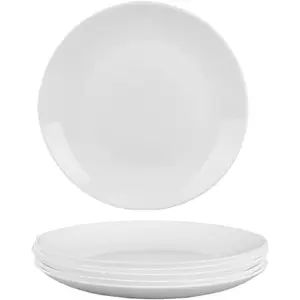 6- 10.5" White Dinner Plates Lightweight Round Plates, Simply Dessert Plate, Triple Layer Glass and Chip Resistant, for Microwave and Dishwasher Safe Scratch Resistant, Winter Frost White