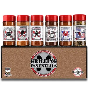 Grilling Essentials 6-Pack Seasoning Bundle | 8pc Grill Essentials Set | 6 Secret BBQ Spice Blends for Ribs, Brisket, Chicken & Steak | Unlock Bold, Natural Gourmet Flavors!