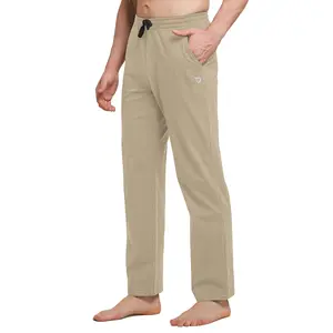 baleaf Men's Sweatpants Casual Lounge Cotton Pajama Yoga Pants Open Bottom Straight Leg Male Sweat Pants with Pockets Fabric Jersey