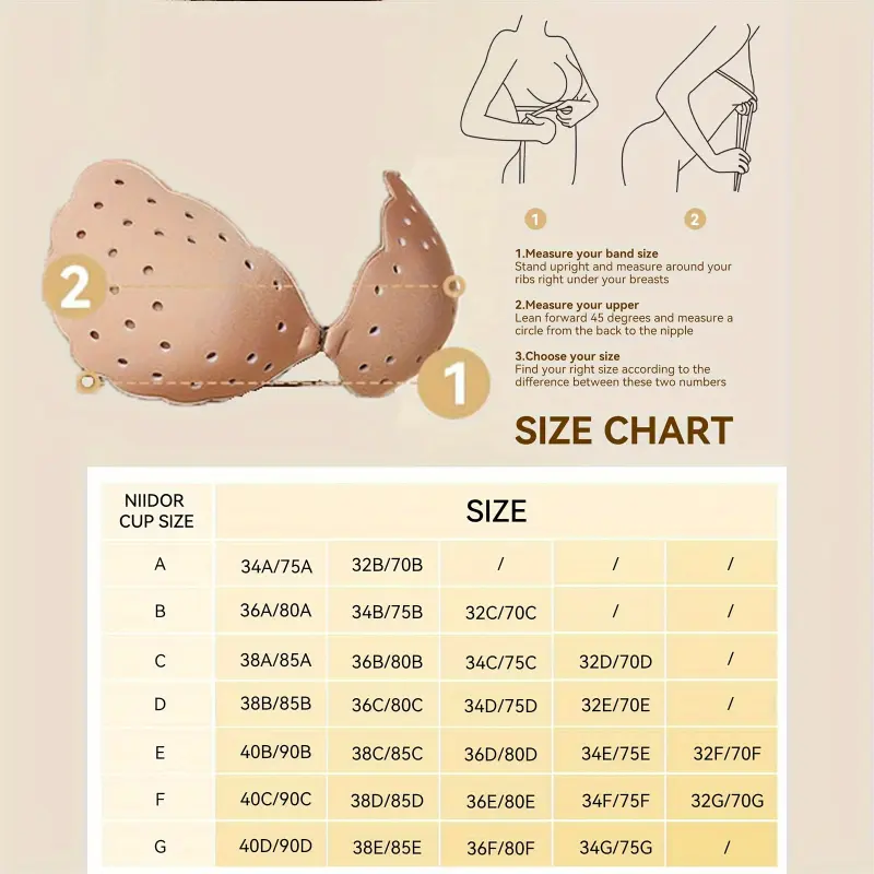 Niidor 2 Pairs Butterfly-Shaped Stick-On Lift Ventilate Bra - Invisible, Reusable, Skin-Friendly, Strapless, Push-Up Silicone Bra With Nipple Cover For Women Lingerie & Underwear Parties & Daily Wear