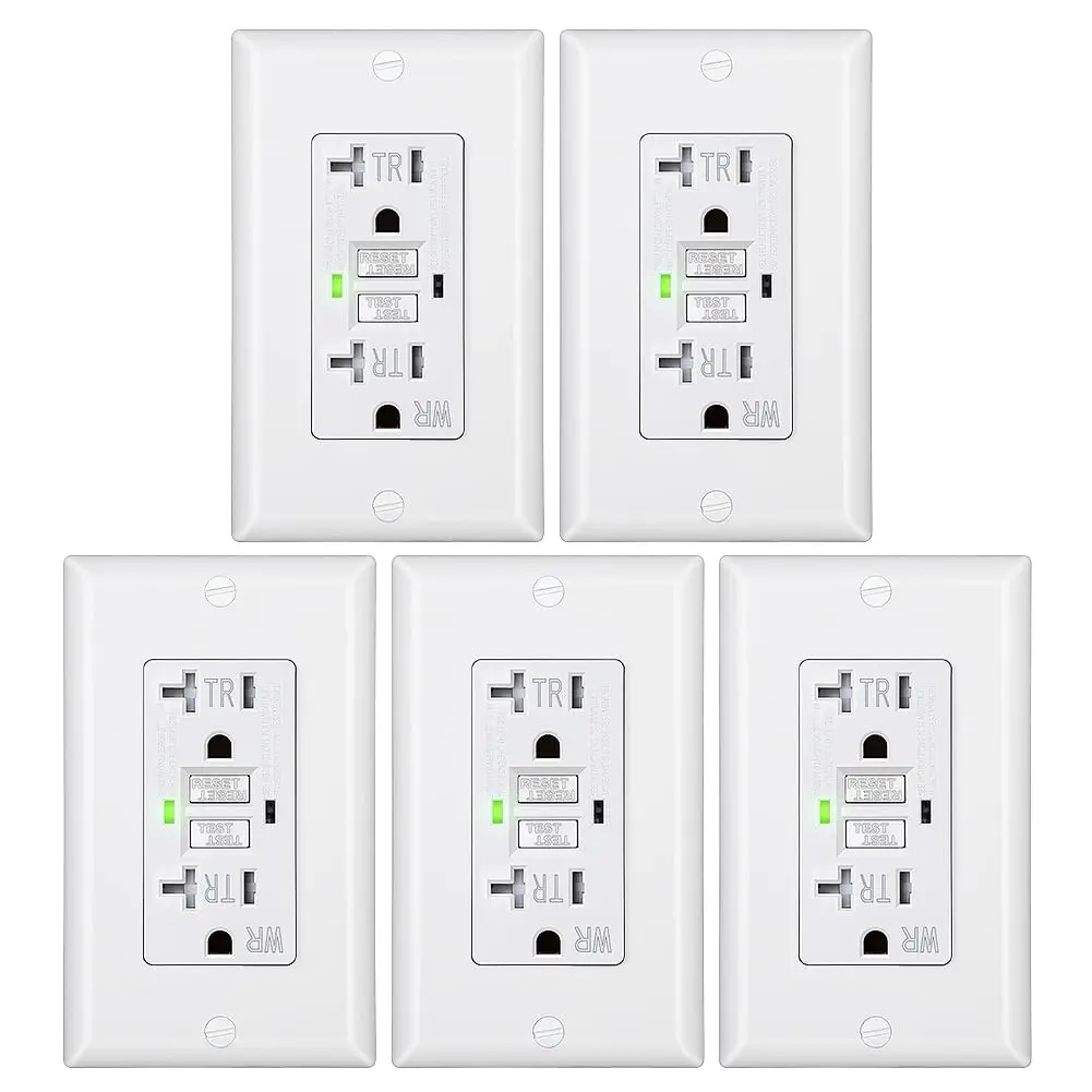 DEWENWILS 20A GFCI Outlet for Baby Electric Shock Protection, Self-Test Receptacle with LED Indicator, Tamper-Resistant, Weather-Resistant, White with Included Wallplate - HGFB20D,summerwins