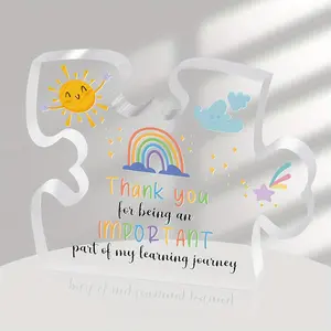 Thank You Gift for Teachers and Friends, Memorable Acrylic Puzzle Decoration for Office Desk, Farewell Gift for Colleagues and Managers, Decorative Decorative Plaque, Learning Journey, Home Office Decor