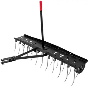 48inch Tow Behind Dethatcher with 24 Spring Steel Tines, Lawn Sweeper Garden Grass Tractor Rake Removes Thatch from Large Lawns, Riding Lawn Mower Attachments for Outdoor Yard Tools Lawn Care