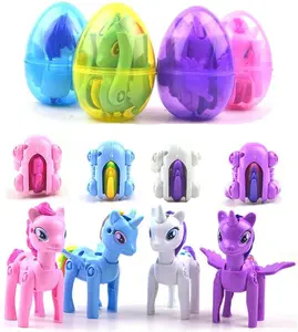 Easter Gift 4 Pack Jumbo Unicorn Deformation Easter Eggs with Toys Inside for Kids Boys Girls Toddlers Easter Basket Stuffers Fillers Gifts Party Favors