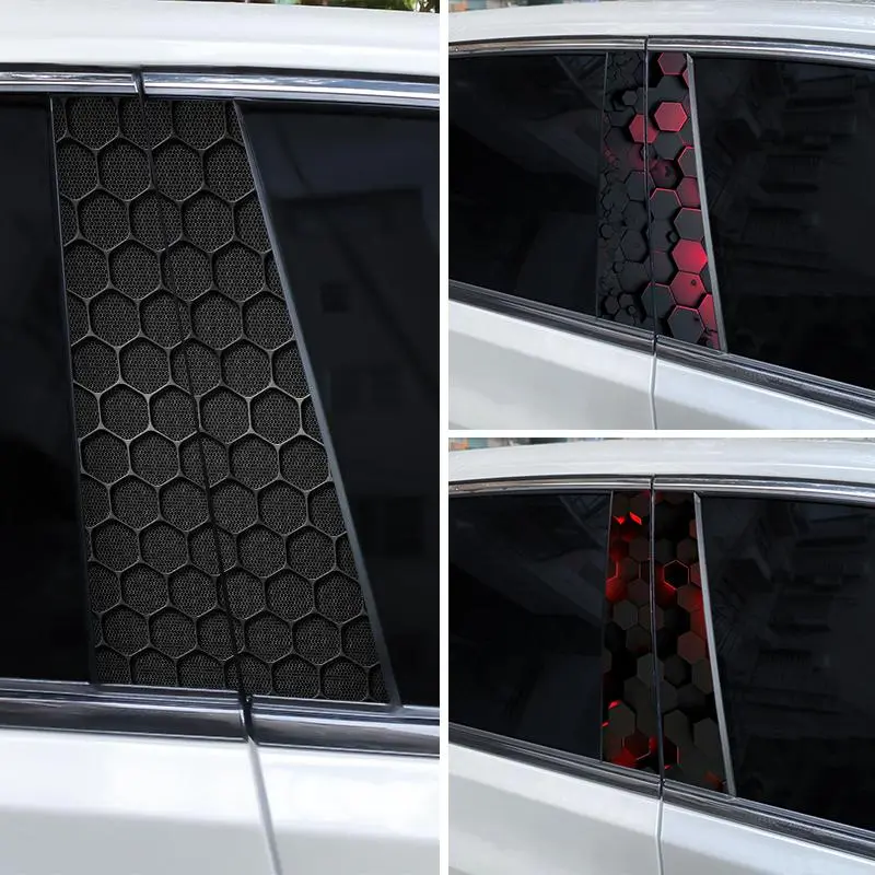 2026 New 2pcs Honeycomb image Car Decal Car B-pillar Sticker Vinyl waterproof DIY car door post decal Cover scratched car decal For your Cars