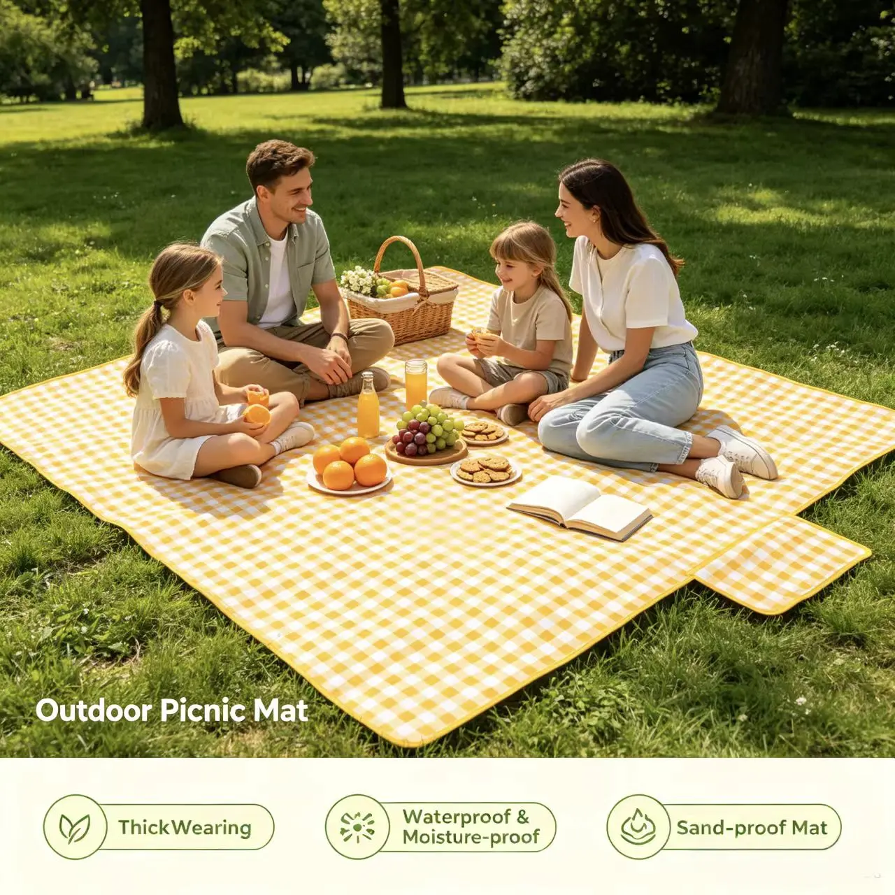 Portable Waterproof Picnic Mat - Foldable Lightweight Outdoor Beach Blanket with Carry Bag for Camping, Picnic