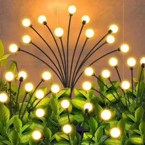 8LED Solar Power Firefly Swaying Lawn Light Waterproof Garden Landscape Lamps with Dancing Outdoor Lighting Pathway Lights Outdoor Waterproof Solar Firefly Lights