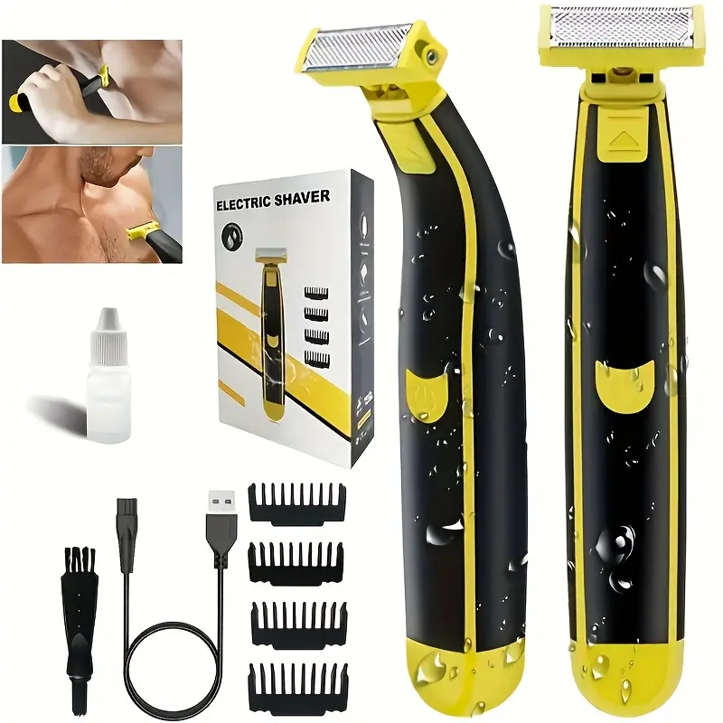 Men's Wet Dry Electric Shaver, USB Rechargeable Shaver, Cordless Shaver, 360 Degree Beard Trimmer, 4 Interchangeable Heads, Non-Slip Durable Design, Perfect Gift Choice, Trimmer Foil Shaver, Trimmer And Shaver, Personal Care Appliances