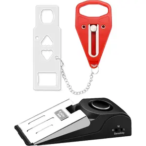 Portable Door Lock & Door Stop  Set, Dual Protection for  and Safety in  Door Lock Kit, Door  with 120dB Siren for Travel, Hotel, Apartment, College,