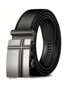 Men's Automatic Buckle PU Leather Belt, Large Size 110-170cm, Stylish Leather Accessory, Perfect Fit for All Occasions, Durable & Comfortable Design