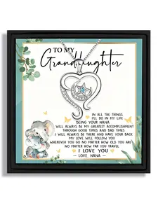 1 piece star moon heart pendant necklace grandmother gift for granddaughter birthday holiday warm style with blessing card and box