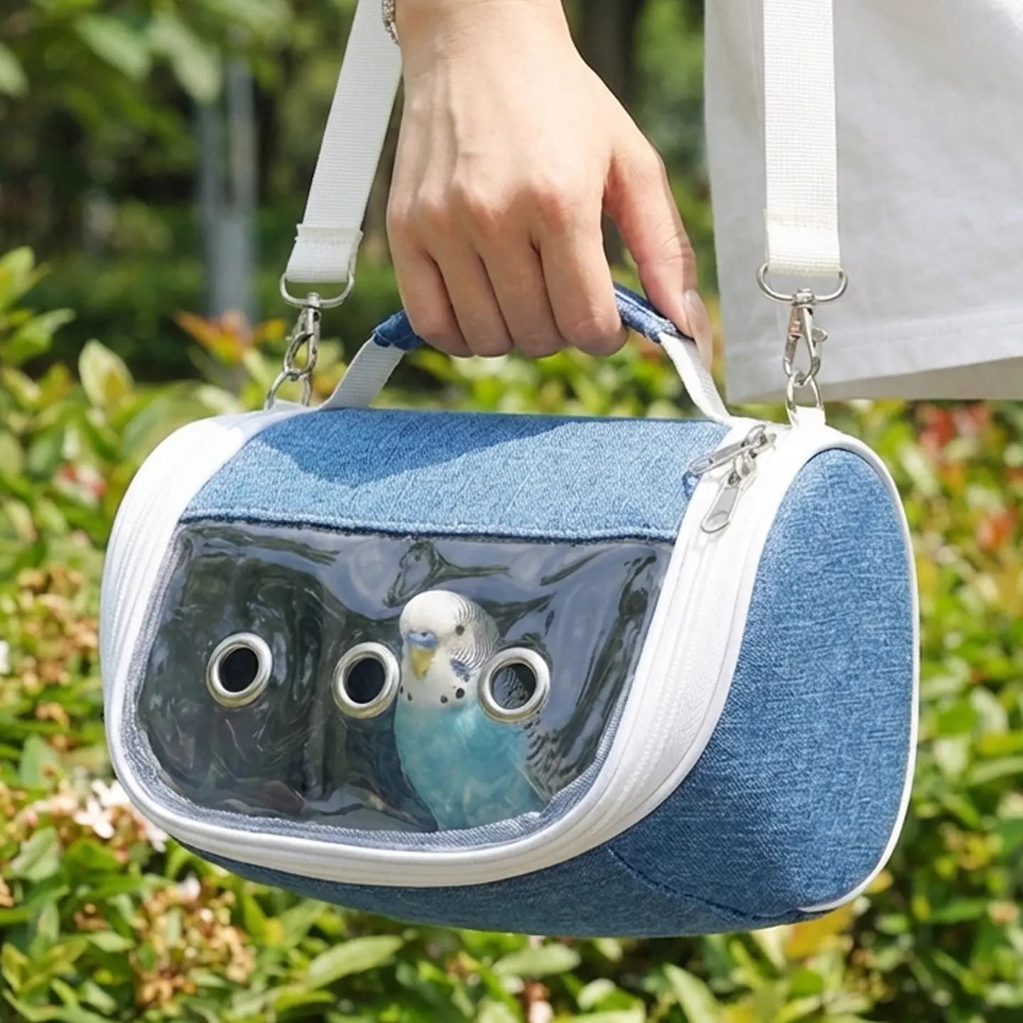 Small Pet Carrier Bag, Portable Breathable Small Animal Travel Handbag for Hamster, Sugar Glider, Parakeet, Transparent Window Outdoor Carry Pouch