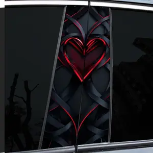 2 very good-looking and interesting car middle pillar stickers, with personal creativity, B pillar protective film, red love design car stickers, suitable for cars, Rear Side Decal, Car Decorative Sticker