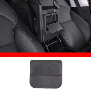 Hidden storage box/press-down Car Armrest Box for 2023+ Tesla Model 3 and 2025+ Model Y, ABS 1-piece set for organizing and storing privacy-preserving interior accessories.