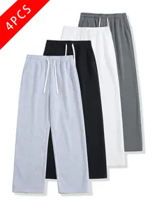 4-pack men’s casual athletic pants, loose straight cut, comfortable and breathable, knit versatile sweatpants, spring/summer/autumn styles