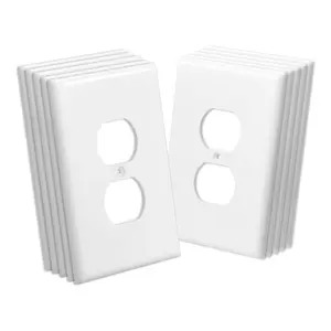 VEVOR 1-Gang Duplex Outlet Covers 10 Pack Standard Size Wall Outlet Cover Unbreakable Impact-Resistant Polycarbonate Thermoplastic Dual Receptacle Faceplate for Electrical Outlets White