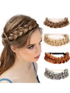 Fishbone Braid Twist Hairband Braided Soft Headband Fake Hair Accessories, Comfortable Elastic Band for Daily Use, Stylish Women's Accessory